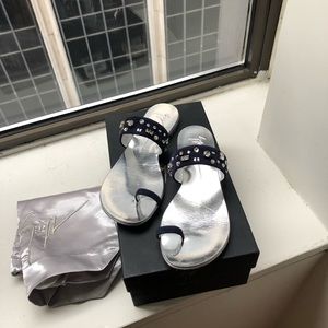 Giuseppe Zanotti navy suede crystal sandals